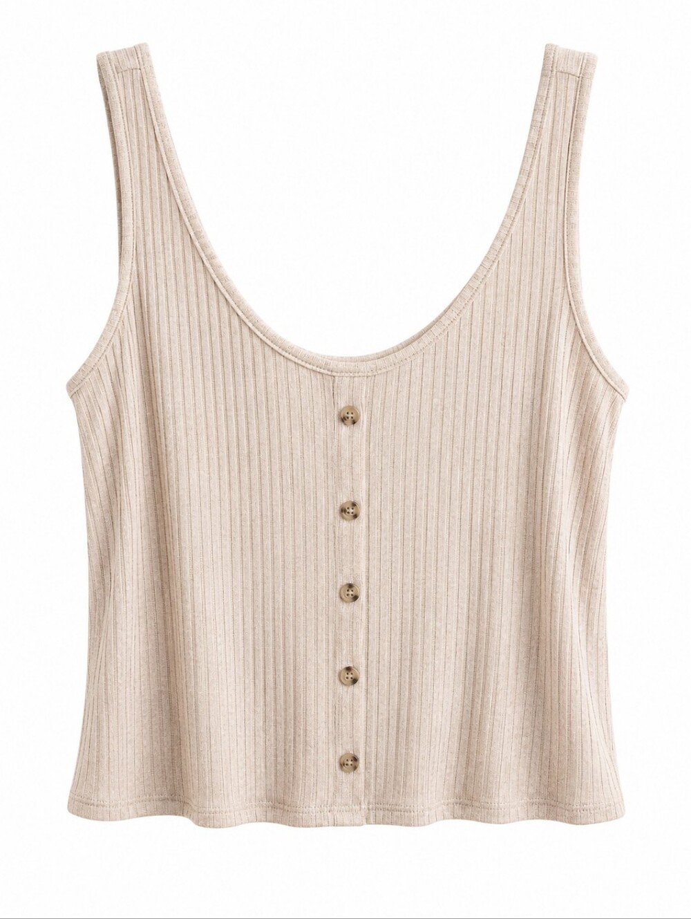 H&M Beige Ribbed Button-Front Tank Top XL